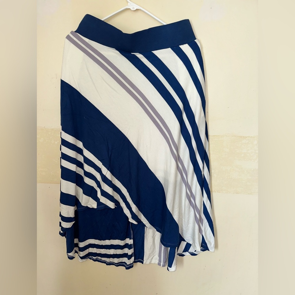 Anthropologie Asymmetrical Skirt in Navy and White